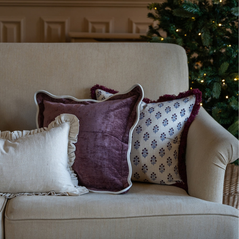 Sadie Berry Print Fringed Edge Cushion 45x45