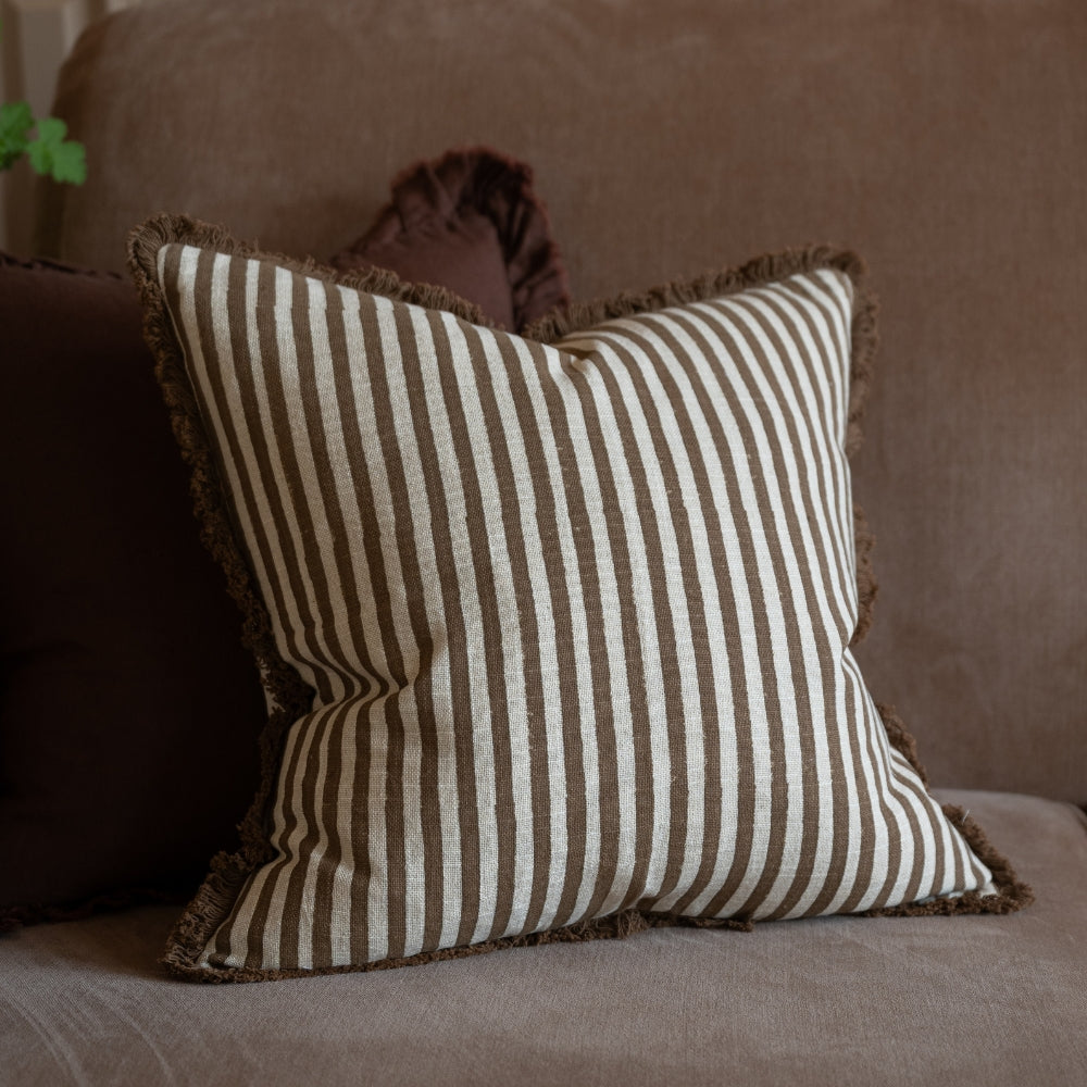 Sadie Brown Stripe Cushion 45x45
