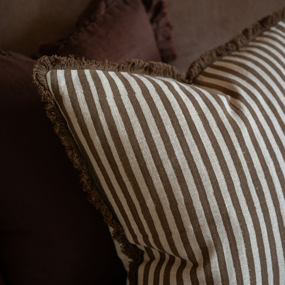 Sadie Brown Stripe Cushion 45x45