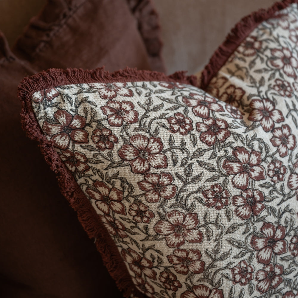 Sadie Burgundy Floral Cushion 45x45