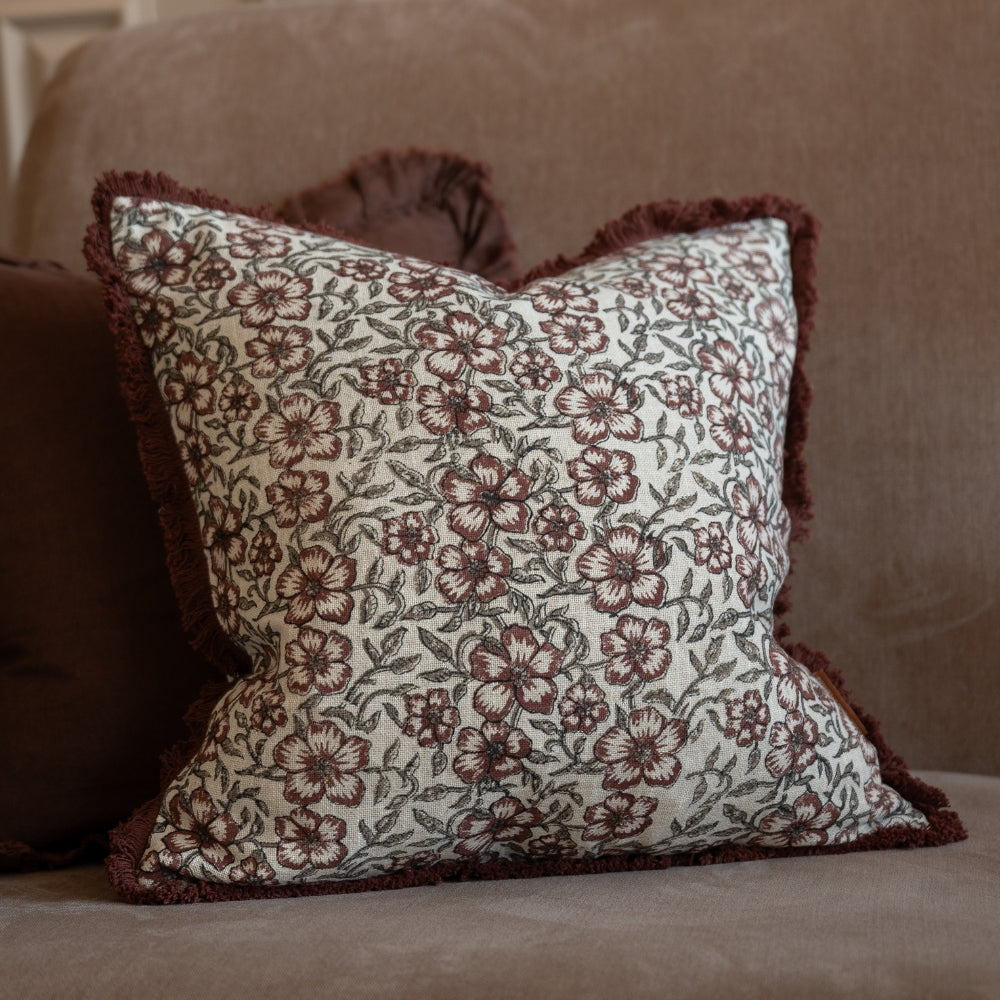 Sadie Burgundy Floral Cushion 45x45