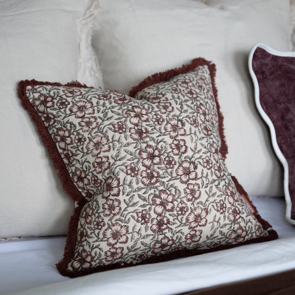 Sadie Burgundy Floral Cushion 45x45