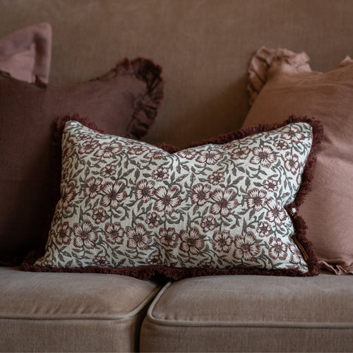 Sadie Burgundy Floral Cushion 50x30