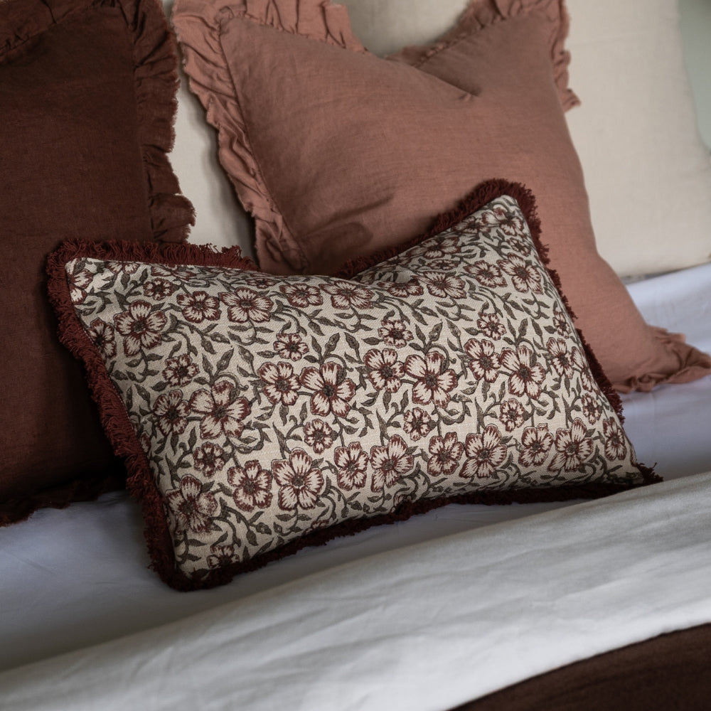 Sadie Burgundy Floral Cushion 50x30