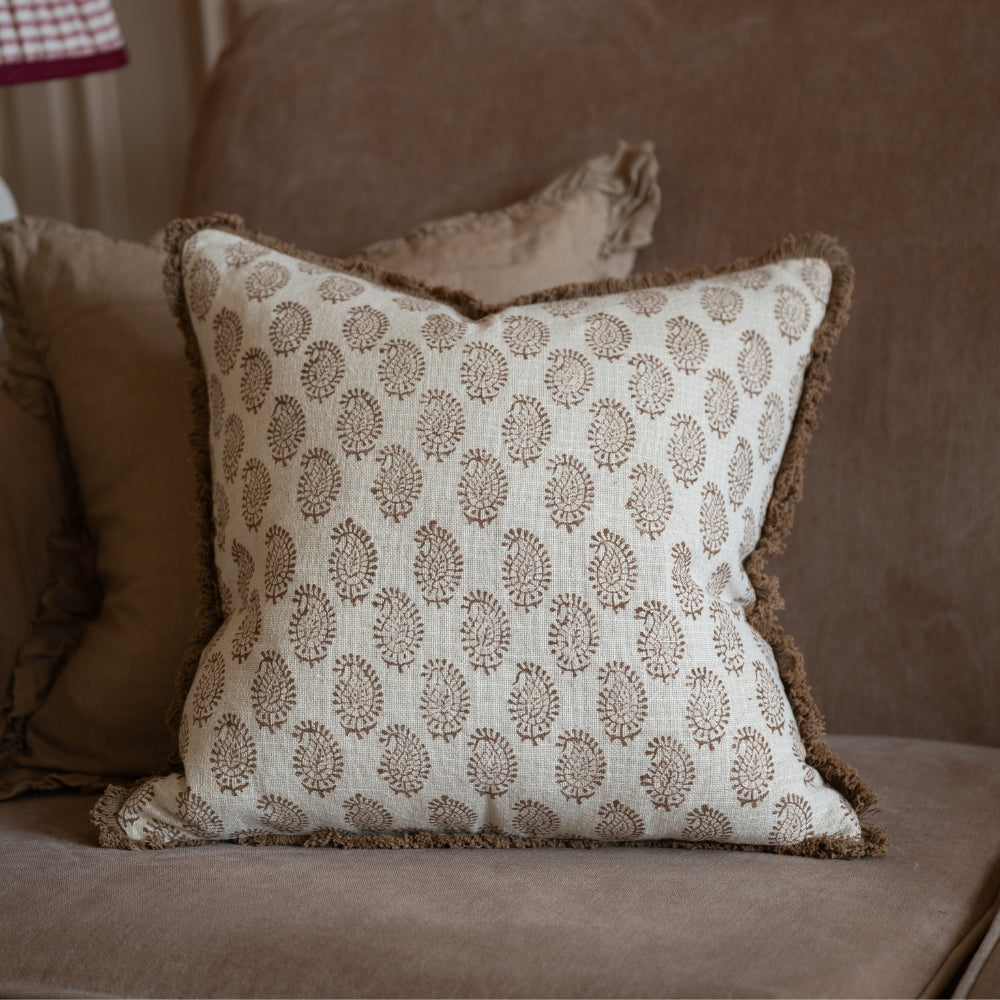 Sadie Chestnut Brown Print Cushion 45x45