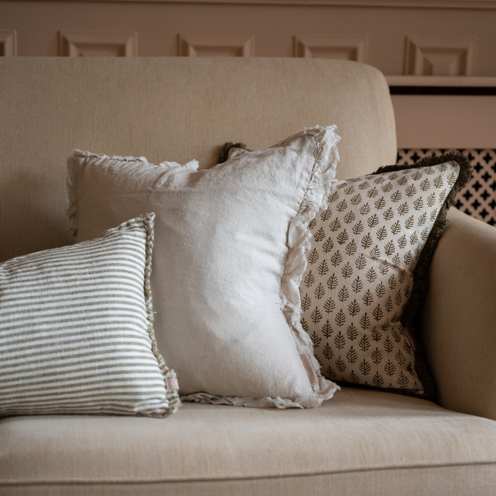 Sadie Olive Leaf Print Cushion 45x45