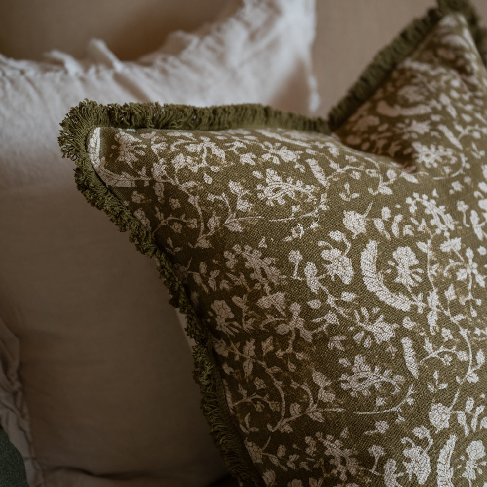 Sadie Olive Vintage Floral Cushion 45x45