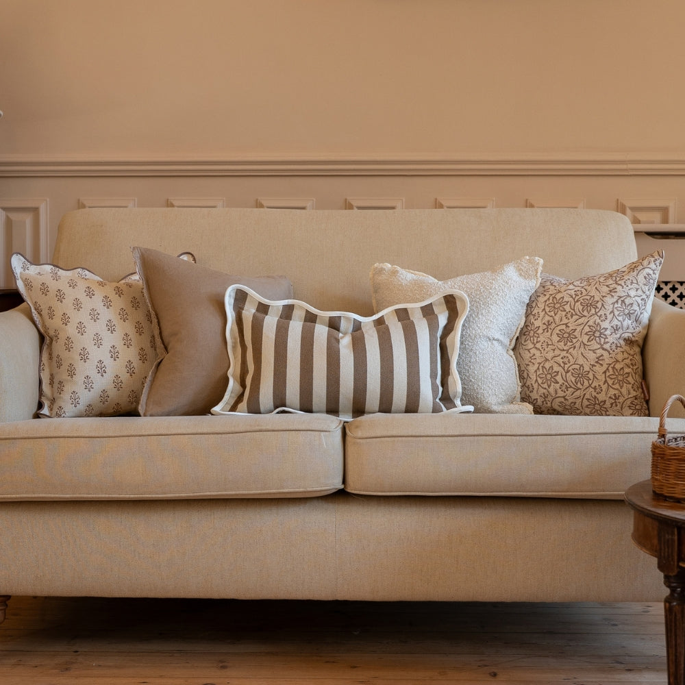 Leah Brown Print Scalloped Edge Cushion 45x45