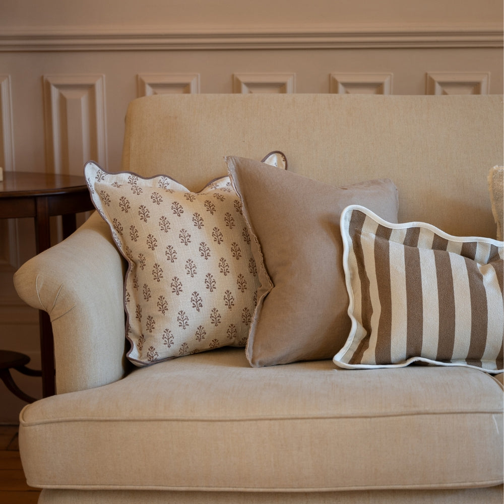 Leah Brown Print Scalloped Edge Cushion 45x45