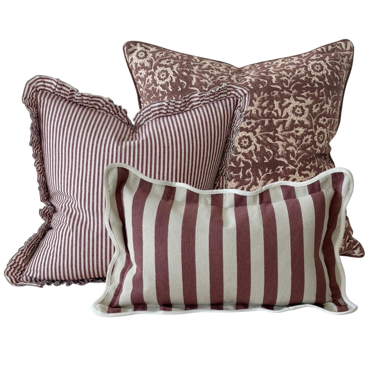 The Burgundy & Cream Cushion Combination