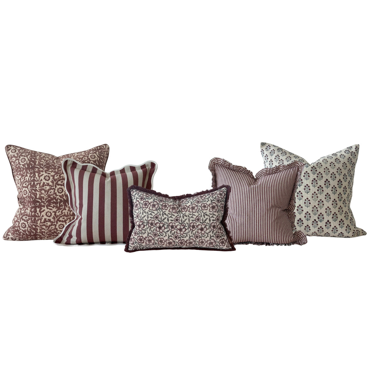 The Burgundy & Oatmeal Cushion Combination