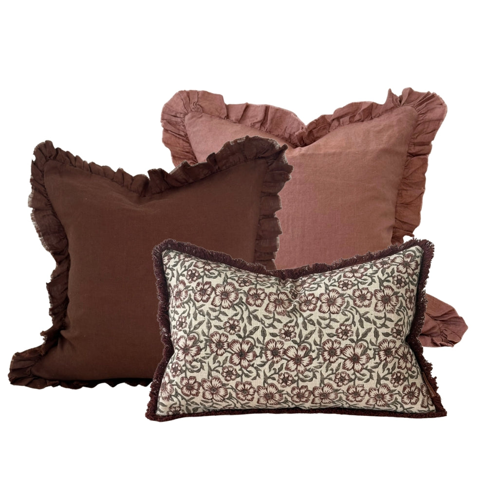 The Burgundy Floral Cushion Combination