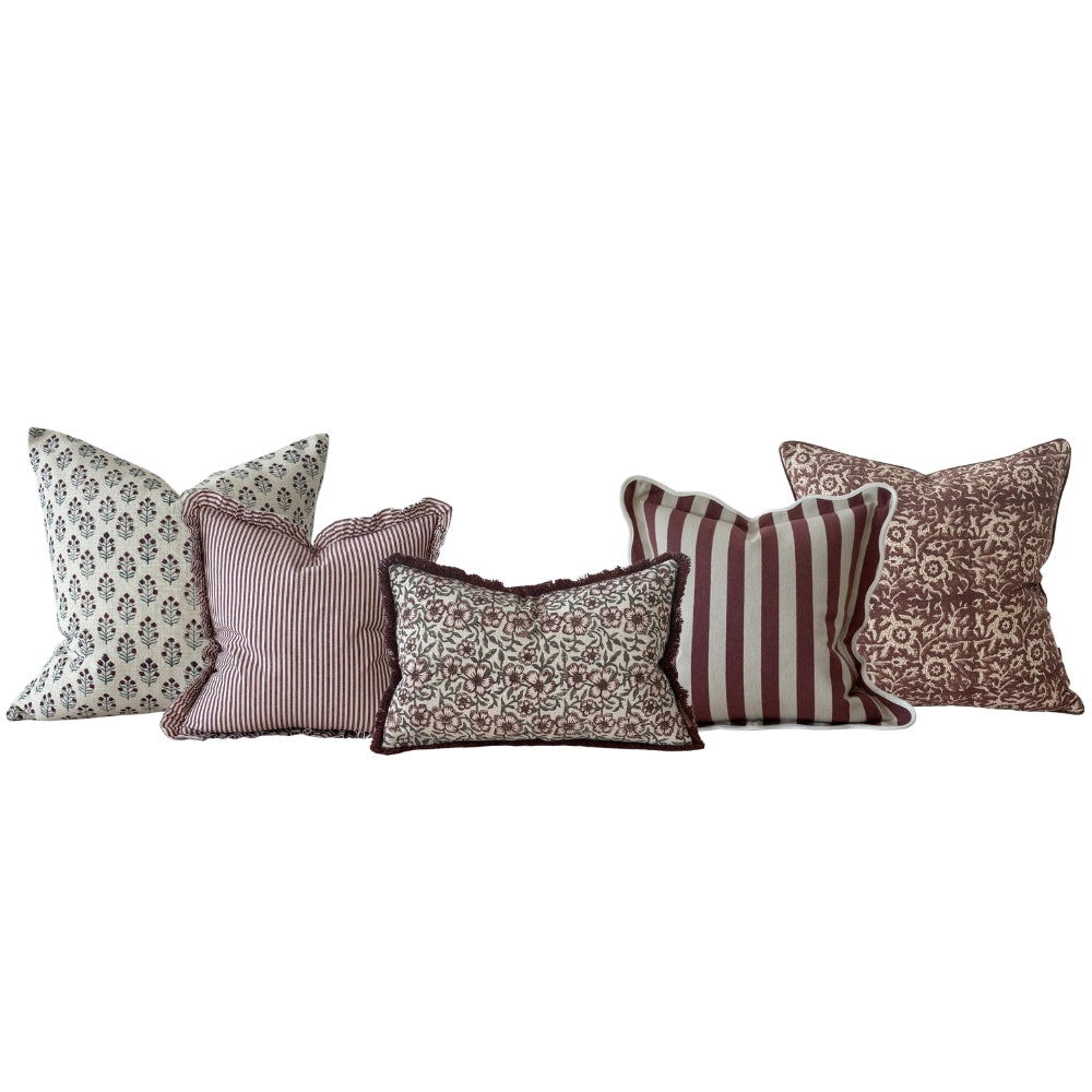 The Burgundy & Oatmeal Cushion Combination