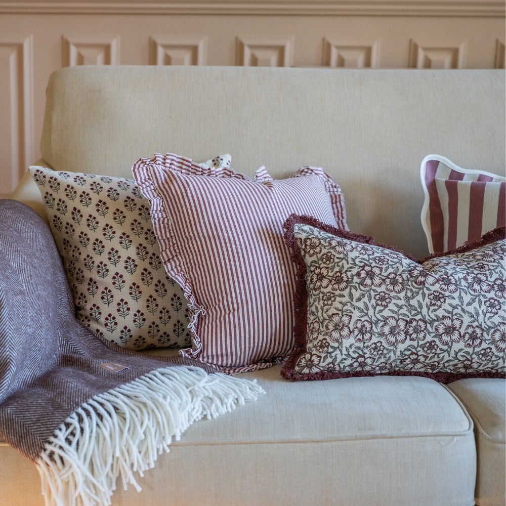 The Burgundy & Oatmeal Cushion Combination
