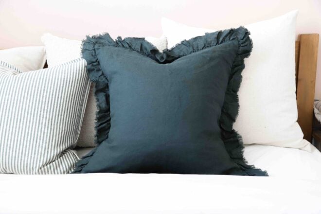 Hallie Emerald Green Linen Cushion