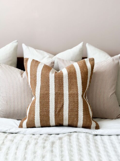 India Rust Rope Stripe Cushion