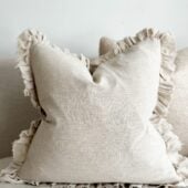 Grace Sand Ruffle Cushion