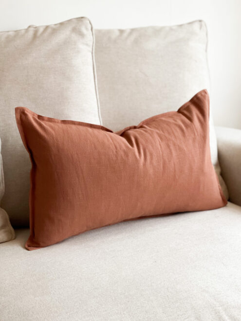 Layla Terracotta Linen Cushion 50×30