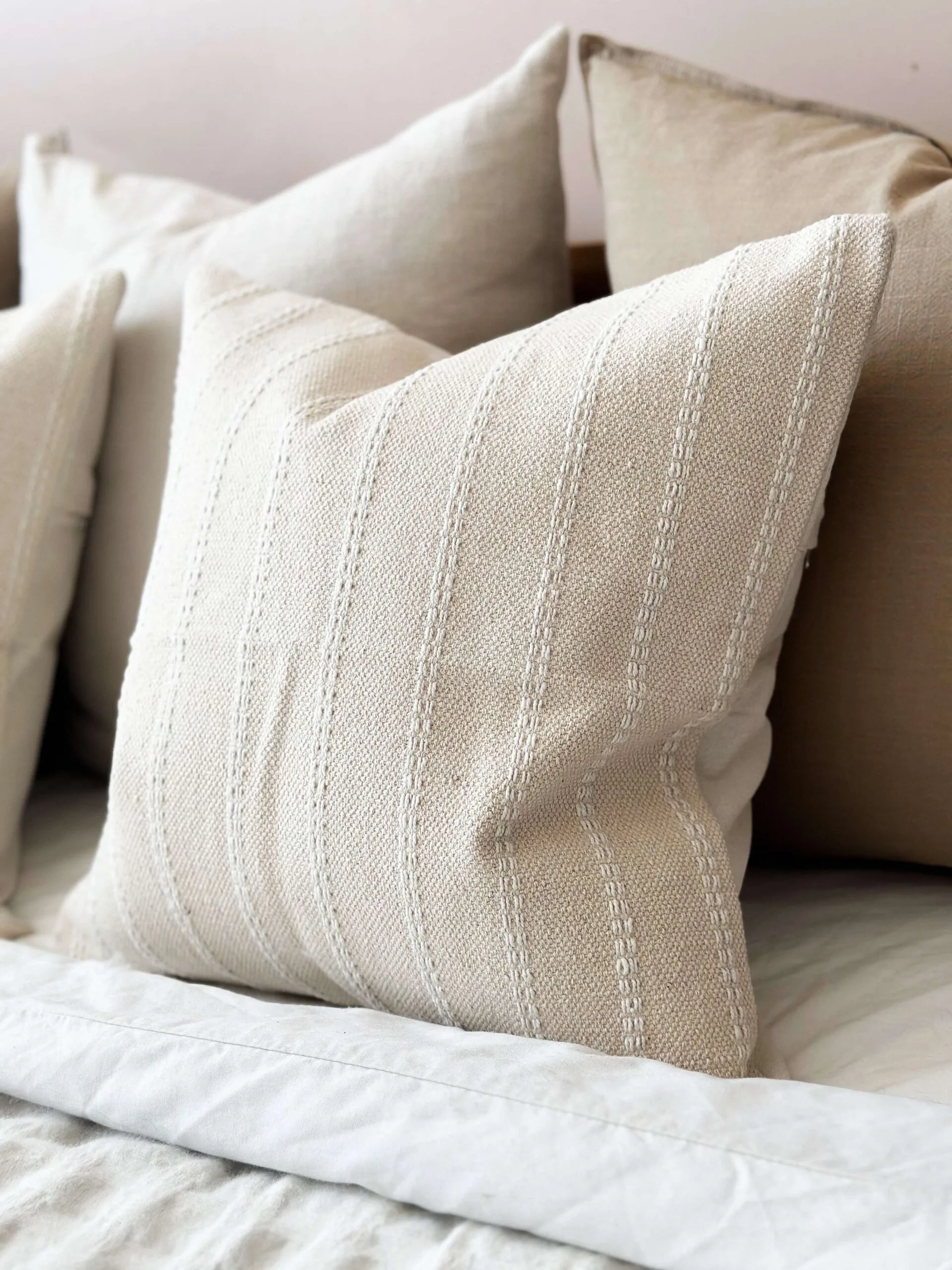 India Cream Stripe Cushion