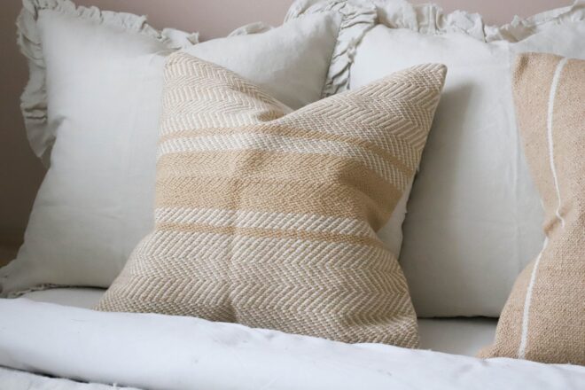 India Apricot Herringbone Cushion