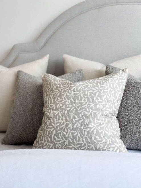 Aria Grey Leaf Cushion