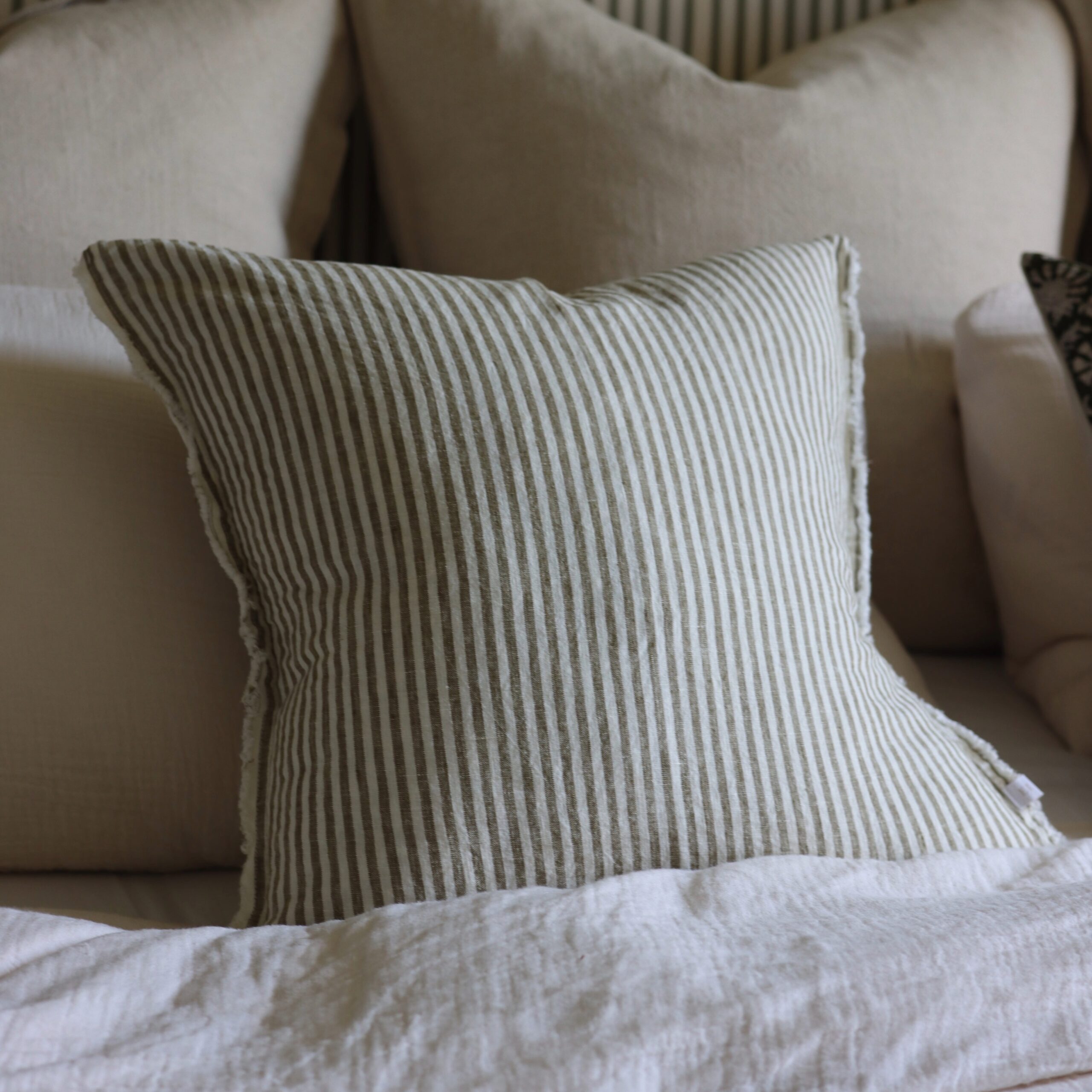 Esmee Olive Stripe Cushion