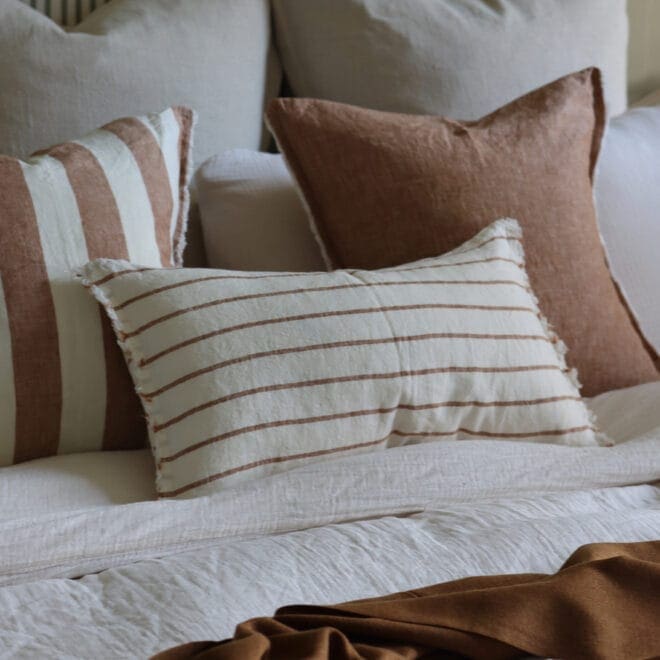 Esmee Brown & Cream Stripe Cushion 50×30