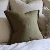 Esmee Olive Green Linen Cushion
