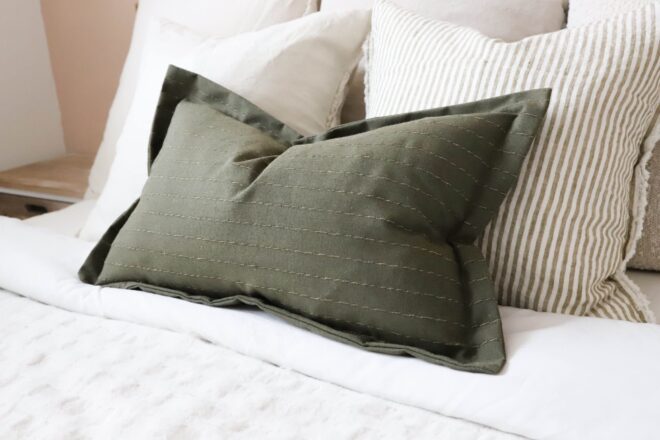 Lexie Olive Stripe Cushion 50×30