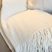 Cream And Beige Tassel Throw