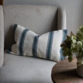 India Teal Stripe Cushion 50x30