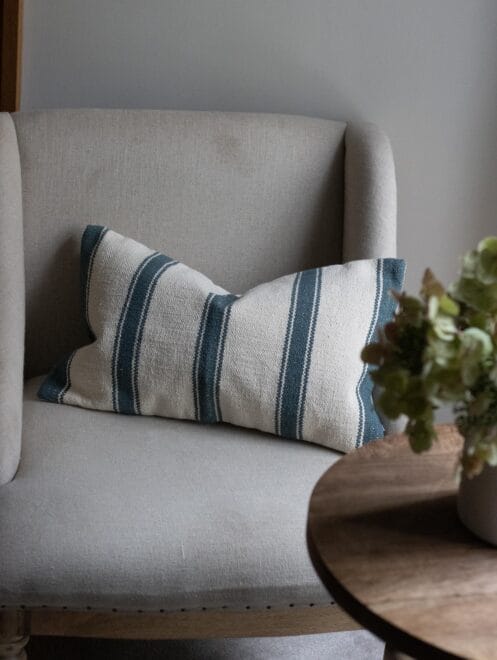 India Teal Stripe Cushion 50×30