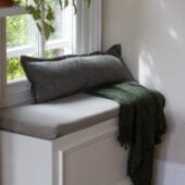 Tia Green Herringbone Bolster Cushion