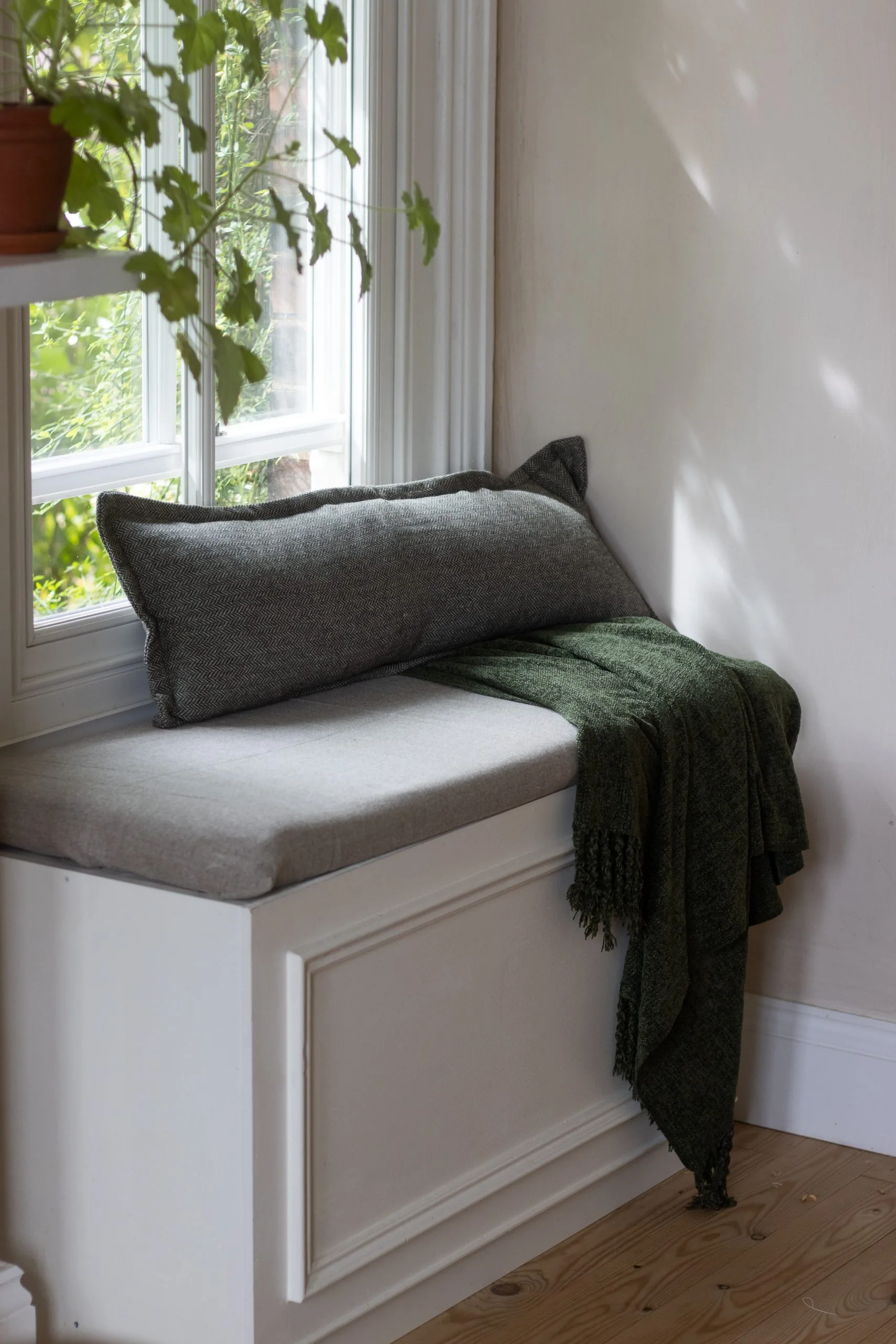 Tia Green Herringbone Bolster Cushion