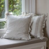 Hallie Natural Stripe Ruffle Cushion