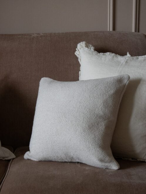 Lottie Beige Herringbone Cushion