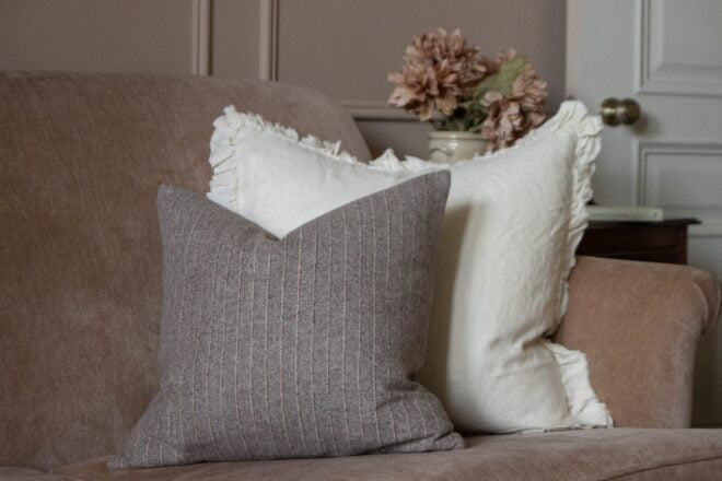 Eva Taupe Stripe Cushion