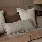 Darcy Dark Brown Stripe Ruffle Cushion 80x30