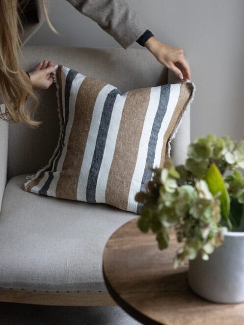 Esmee Navy and Brown Stripe Cushion