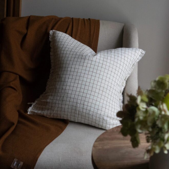 Esmee Brown Check Cushion