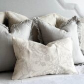 aria grey bird print cushion 50x30cm