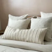 India Cream Textured Stripe Bolster Cushion