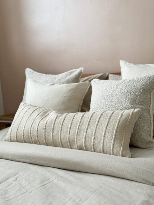 India Cream Textured Stripe Bolster Cushion