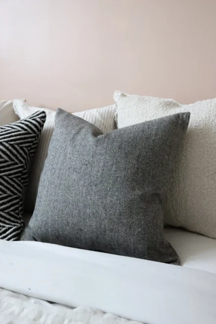 Tia Black Herringbone Cushion