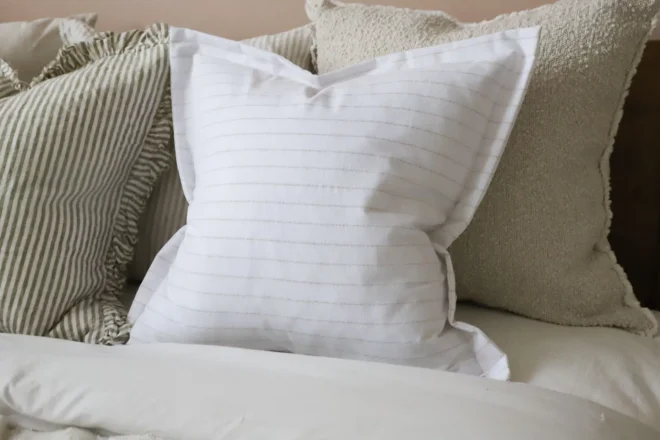 Lexie White Stripe Cushion