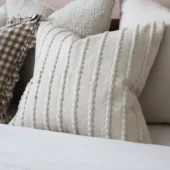 India Cream Textured Stripe Cushion