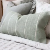 India Sage Green Stripe Cushion 50x30