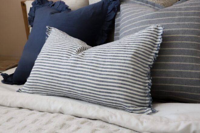 Esmee Navy Stripe Cushion 50×30