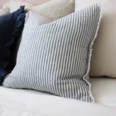 Esmee Navy Stripe Linen Cushion