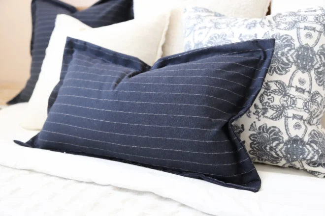 Lexie Navy Stripe Cushion 50×30